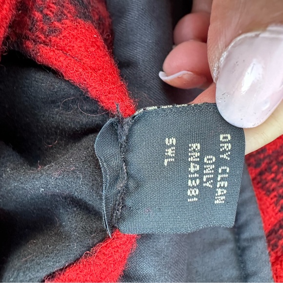 Ralph Lauren Double RL Mens Small 100% WOOL Red Black Buffalo plaid Coat - Picture 12 of 14